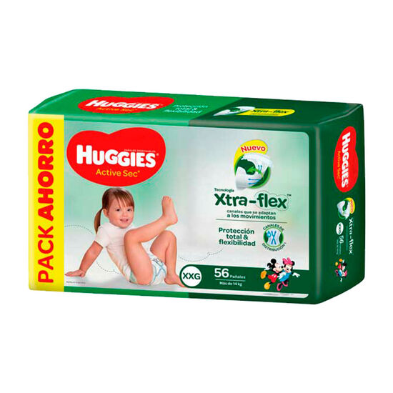 PAÑAL HUGGIES ACTIVE SEC Xtra Flex XXG x56